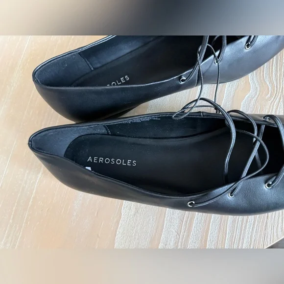 Aerosoles|Women’s Black Lace-Up pointy flats-Shoes,size 10•••NWT,closet staple - Picture 8 of 12